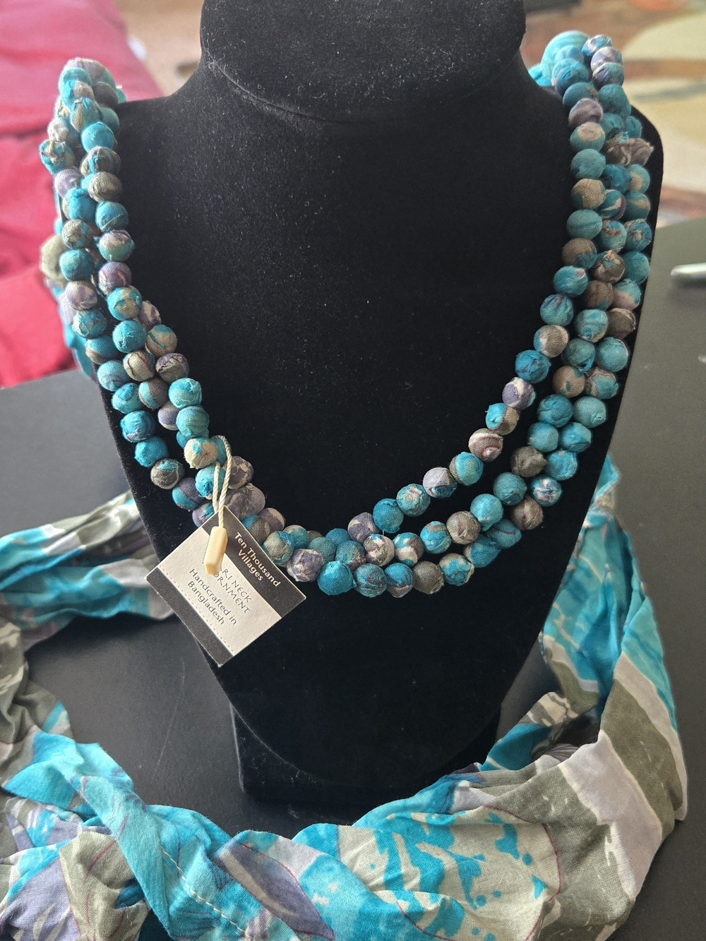Handcrafted Turquoise Bead Multi-Strand Necklace